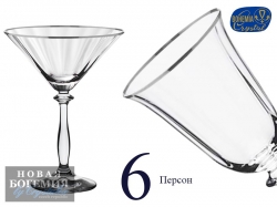 Набор бокалов для мартини Анжела (Angela) 285мл, Оптик, отводка платина (6 штук) Чехия Набор бокалов для мартини Анжела (Angela) 285мл, Оптик, отводка платина (6 штук) Чехия