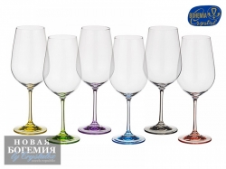 Набор бокалов для вина Виола (Viola) 250мл, Разноцветные ножки (6 штук) Набор бокалов для вина Виола (Viola) 250мл, Разноцветные ножки (6 штук)